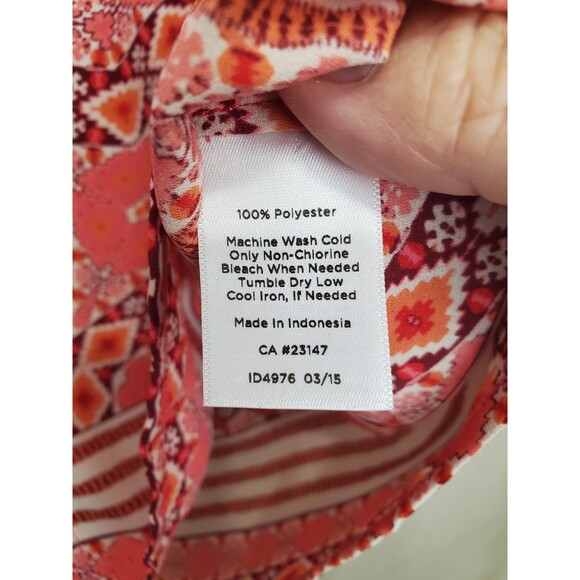 Talbots Split Neck Geo Print Long Sleeve Button-Up Blouse Size Medium - Picture 5 of 5